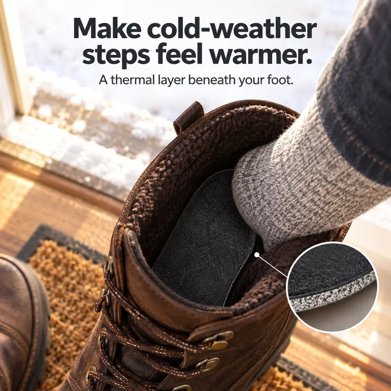 Illustration: Make cold-weather steps feel warmer. A thermal layer beneath your foot.