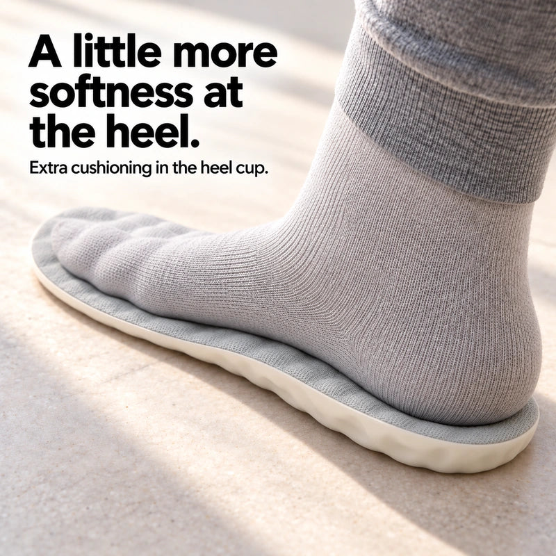 A little more softness at the heel. Extra cushioning in the heel cup.