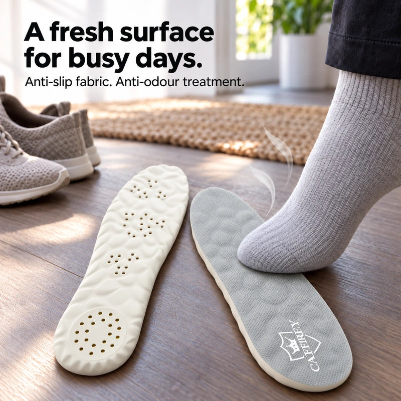A fresh surface for busy days. Anti-slip fabric. Anti-odour treatment.