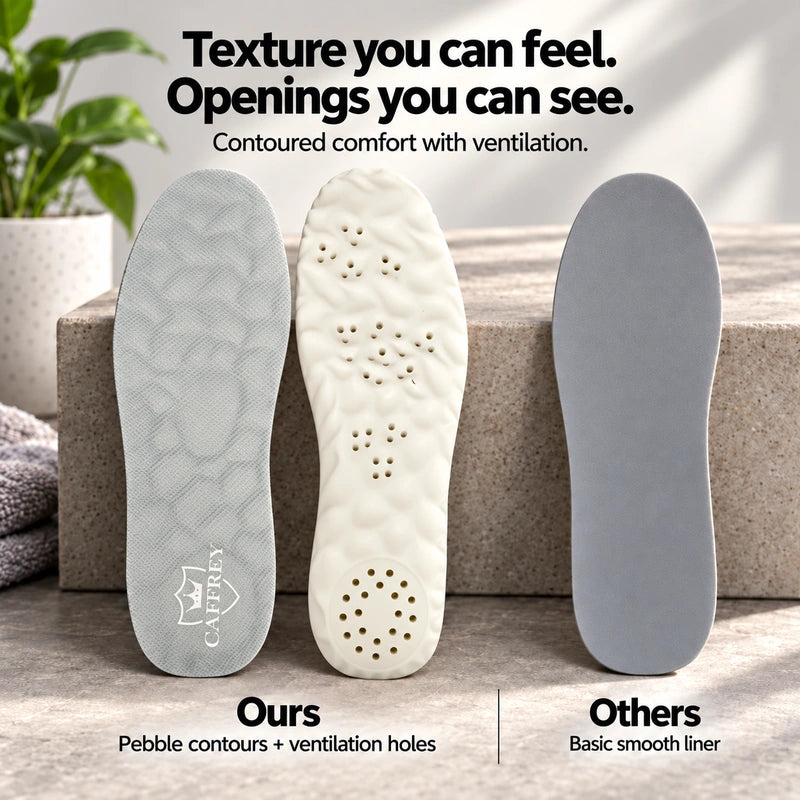 Texture you can feel. Openings you can see. Contoured comfort with ventilation.