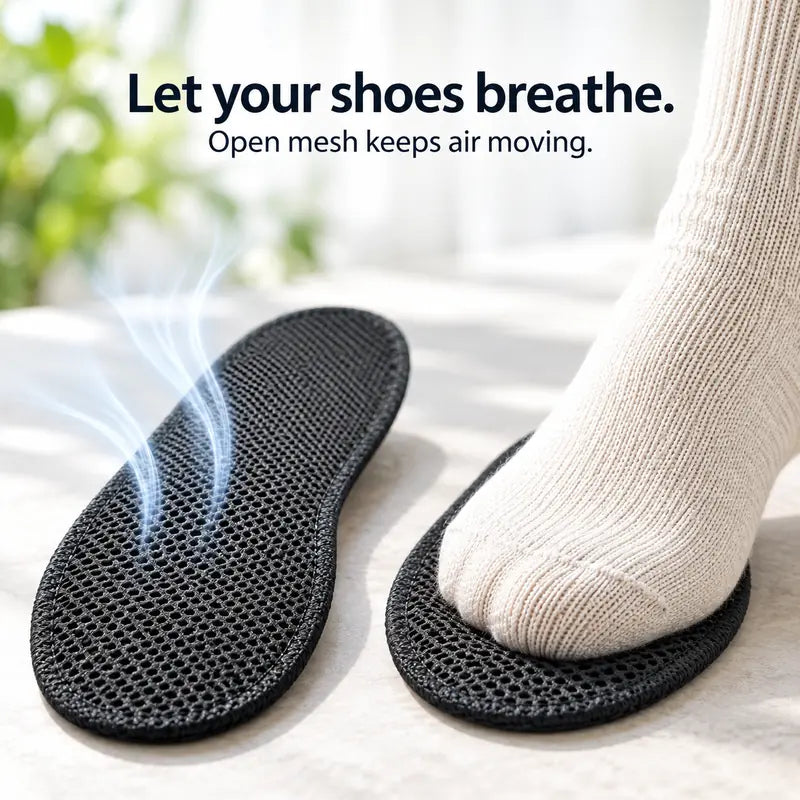 Illustration: Let your shoes breathe. Open mesh keeps air moving.